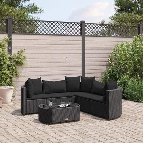 6-delige Loungeset met kussens poly rattan zwart - AllerleiShop