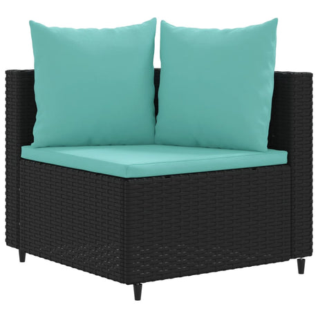 6-delige Loungeset met kussens poly rattan zwart - AllerleiShop