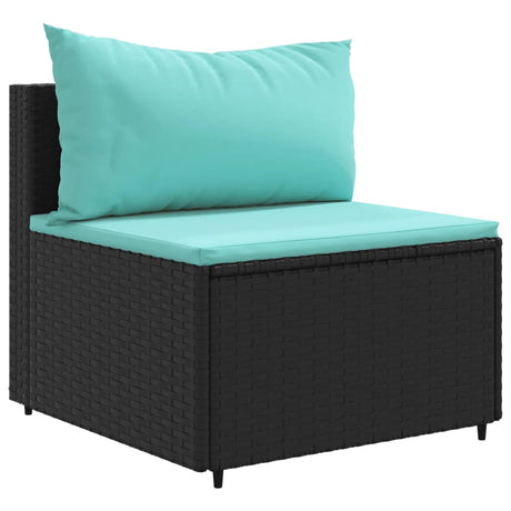 6-delige Loungeset met kussens poly rattan zwart - AllerleiShop