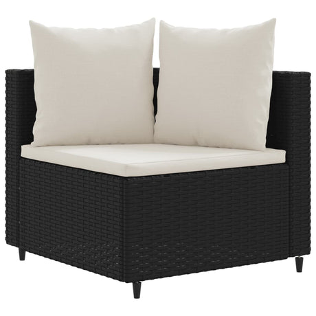 6-delige Loungeset met kussens poly rattan zwart - AllerleiShop