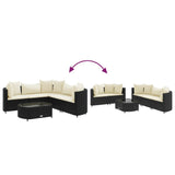 6-delige Loungeset met kussens poly rattan zwart - AllerleiShop