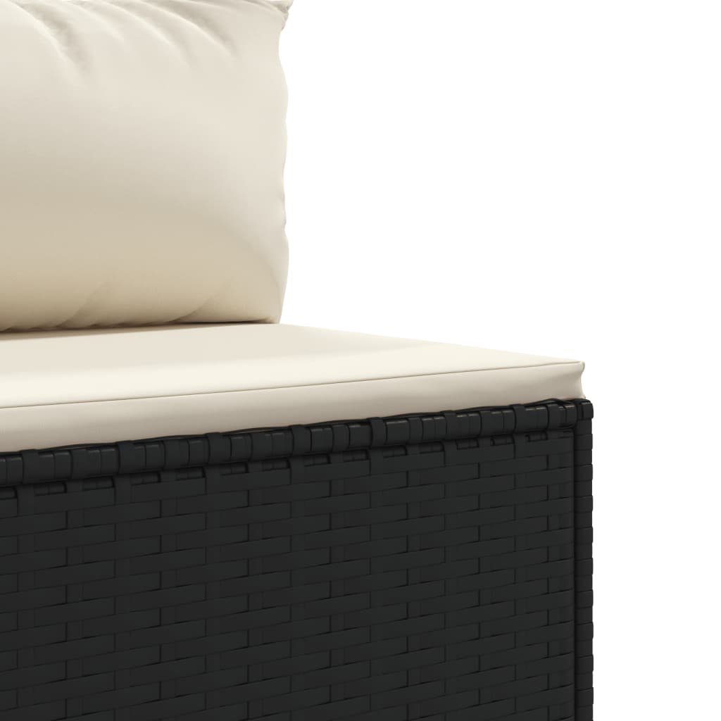 6-delige Loungeset met kussens poly rattan zwart - AllerleiShop