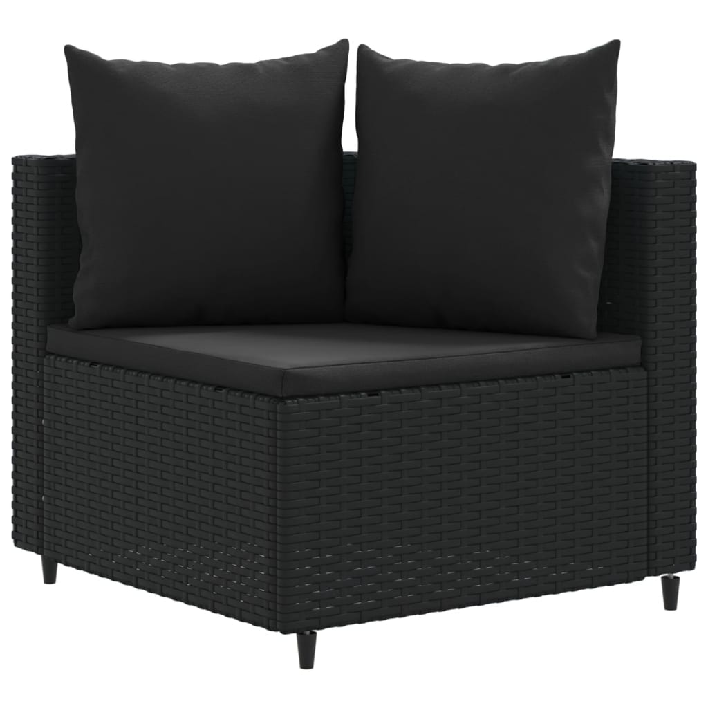 6-delige Loungeset met kussens poly rattan zwart - AllerleiShop