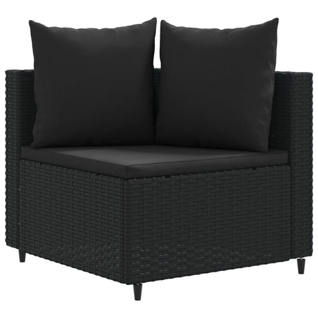 6-delige Loungeset met kussens poly rattan zwart - AllerleiShop