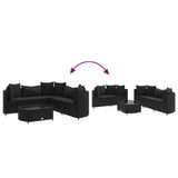 6-delige Loungeset met kussens poly rattan zwart - AllerleiShop