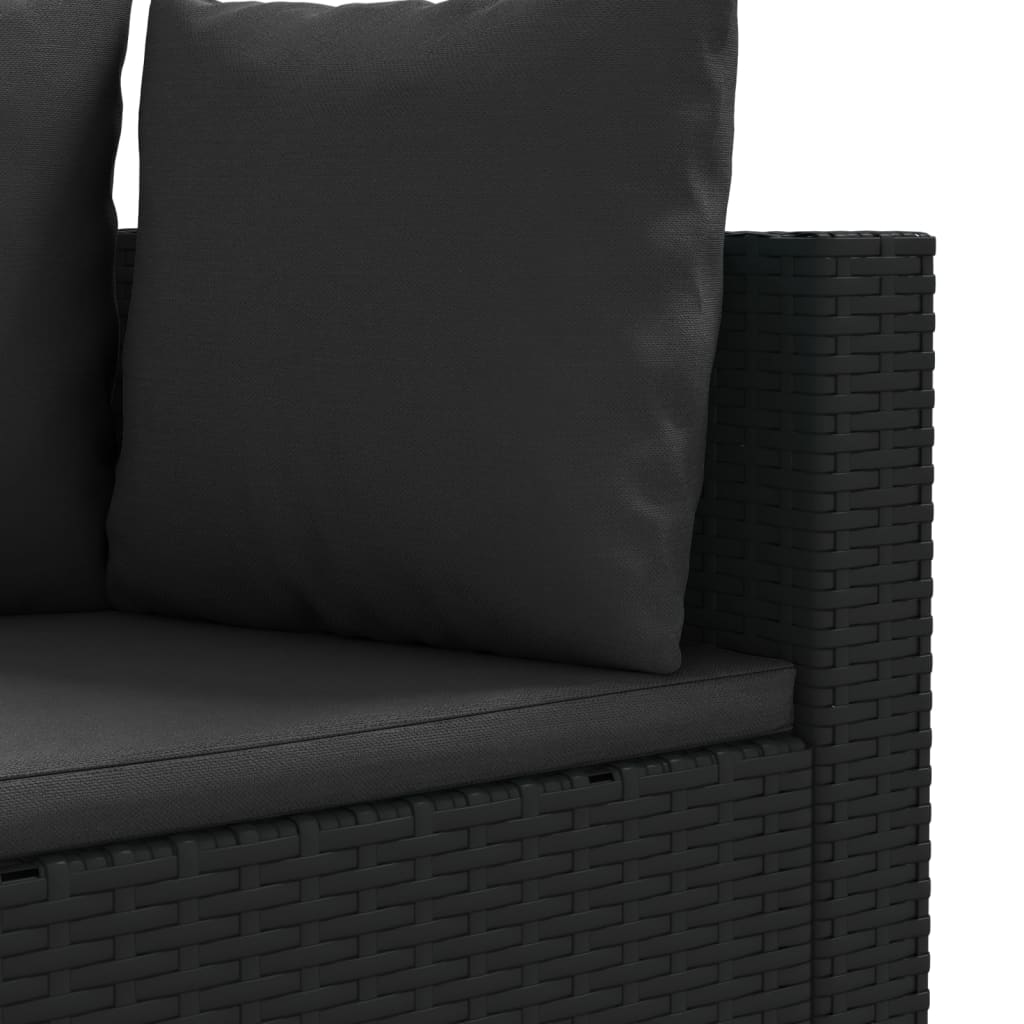 6-delige Loungeset met kussens poly rattan zwart - AllerleiShop