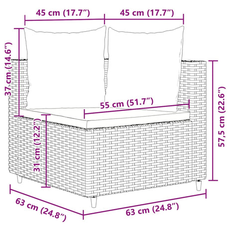 6-delige Loungeset met kussens poly rattan zwart - AllerleiShop