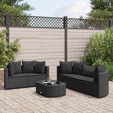 6-delige Loungeset met kussens poly rattan zwart - AllerleiShop