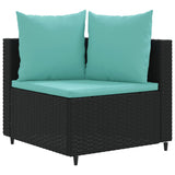 6-delige Loungeset met kussens poly rattan zwart - AllerleiShop