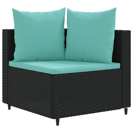 6-delige Loungeset met kussens poly rattan zwart - AllerleiShop