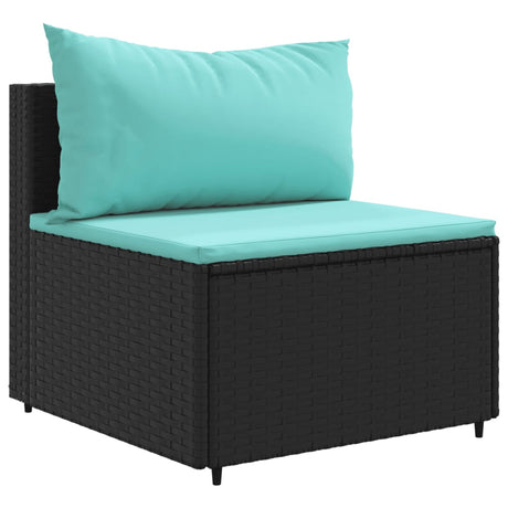 6-delige Loungeset met kussens poly rattan zwart - AllerleiShop