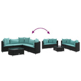 6-delige Loungeset met kussens poly rattan zwart - AllerleiShop