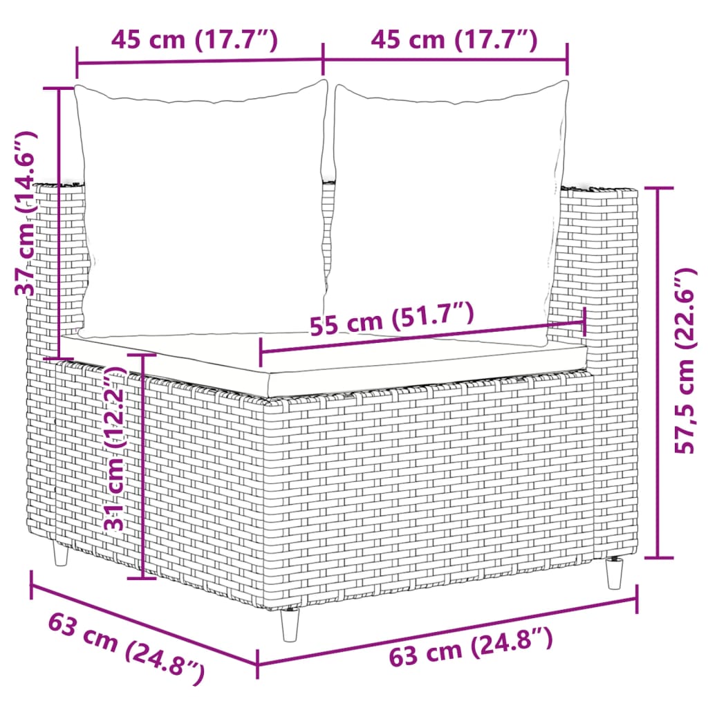 6-delige Loungeset met kussens poly rattan zwart - AllerleiShop