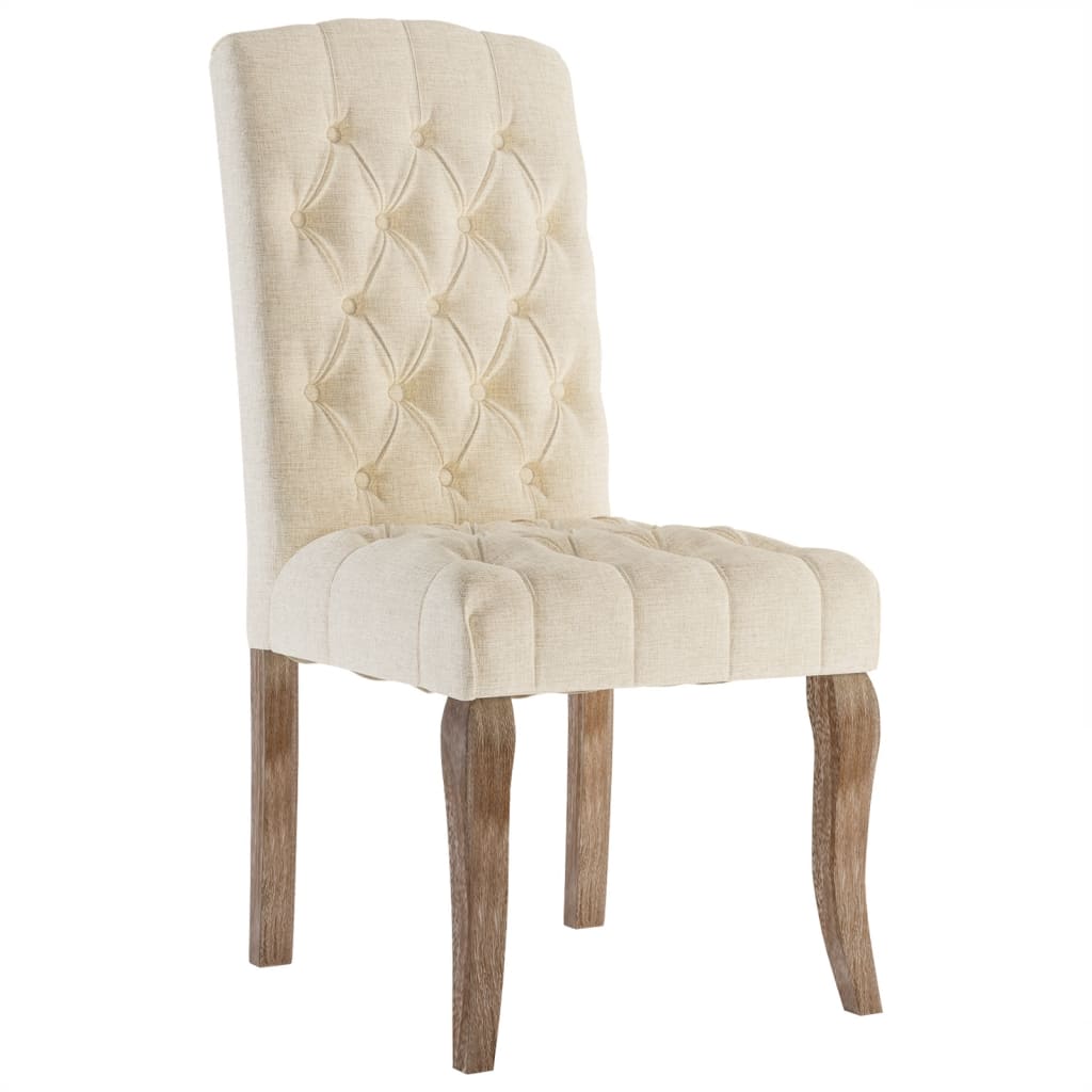 Eetkamerstoelen 4 st linnen-look stof beige - AllerleiShop