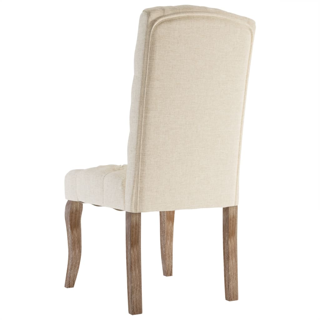 Eetkamerstoelen 4 st linnen-look stof beige - AllerleiShop