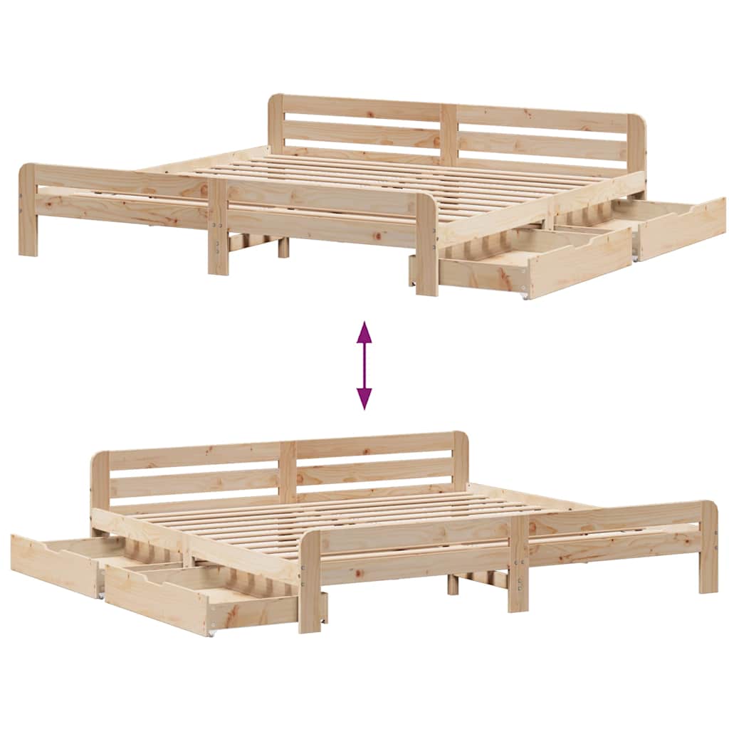 Bedframe zonder matras massief grenenhout 180x200 cm