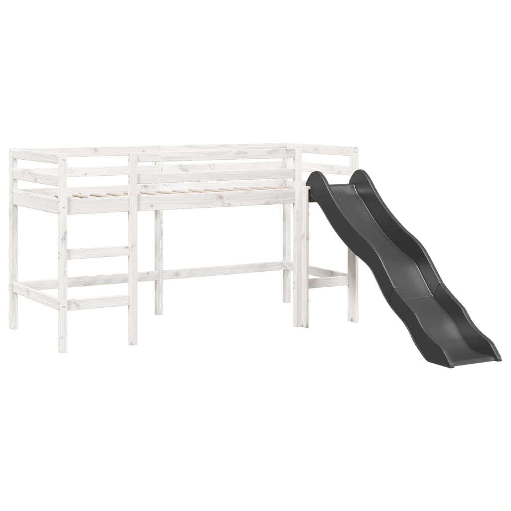 Kinderhoogslaper met gordijnen 80x200 cm massief grenenhout - AllerleiShop