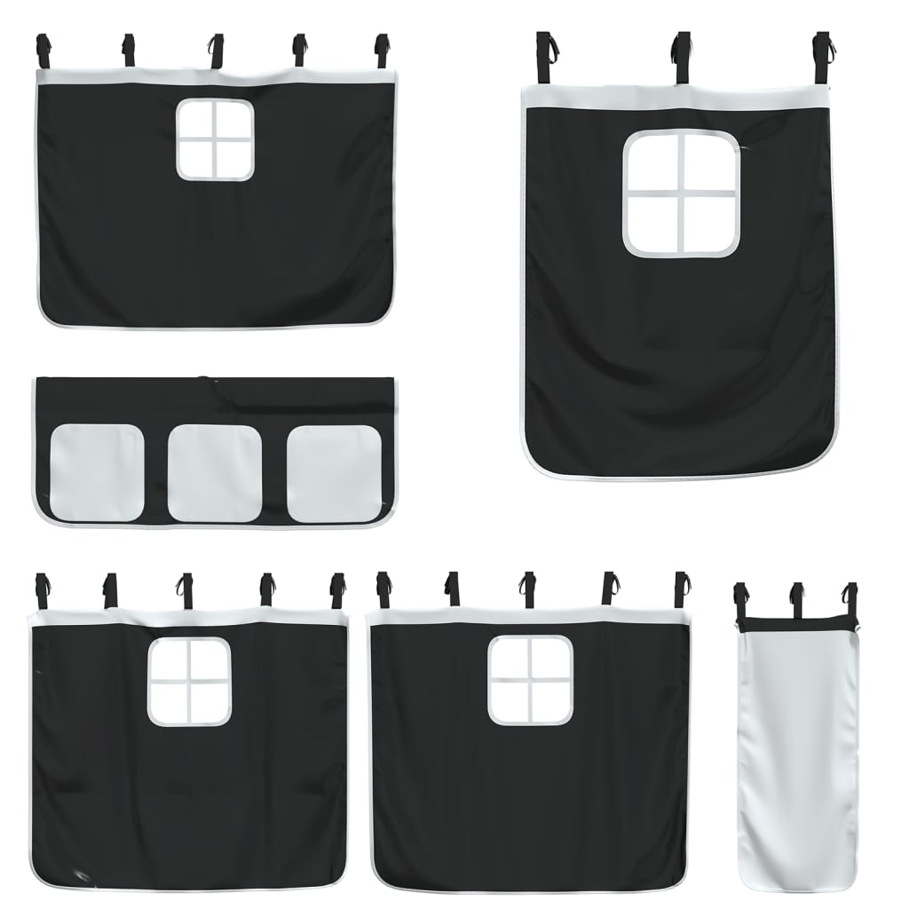 Kinderhoogslaper met gordijnen 80x200 cm massief grenenhout - AllerleiShop