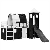 Kinderhoogslaper met toren 90x200 cm grenenhout wit en zwart - AllerleiShop