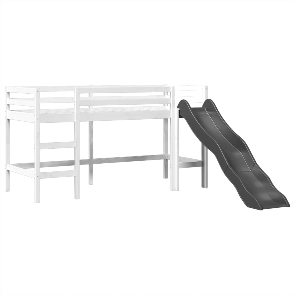 Kinderhoogslaper met toren 90x200 cm grenenhout wit en zwart - AllerleiShop