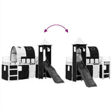Kinderhoogslaper met toren 90x200 cm grenenhout wit en zwart - AllerleiShop