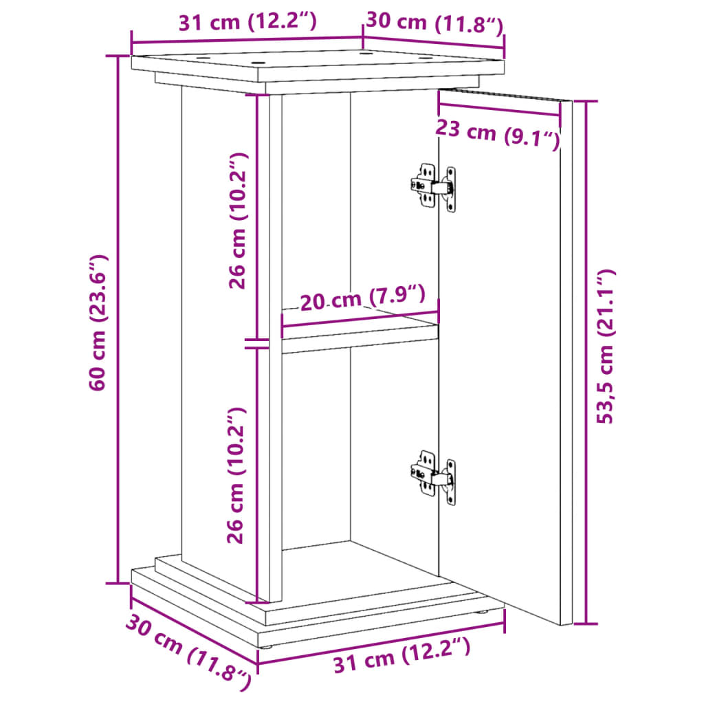 Sokkel met opbergruimte 31x30x60 cm bewerkt hout wit - AllerleiShop