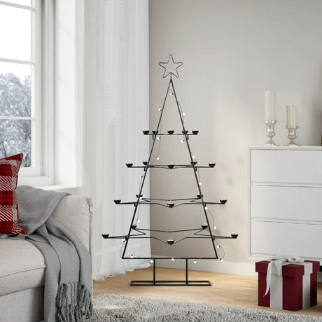 Kerstdecoratie kerstboom 140 cm metaal zwart - AllerleiShop