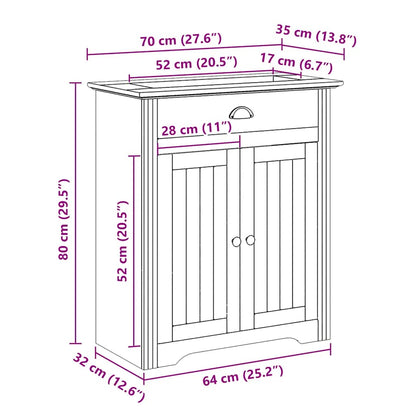 Wastafelkast BODO 70x35x80 cm wit - AllerleiShop