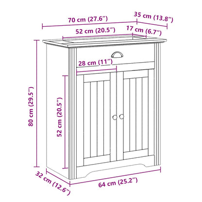 Wastafelkast BODO 70x35x80 cm wit en bruin - AllerleiShop