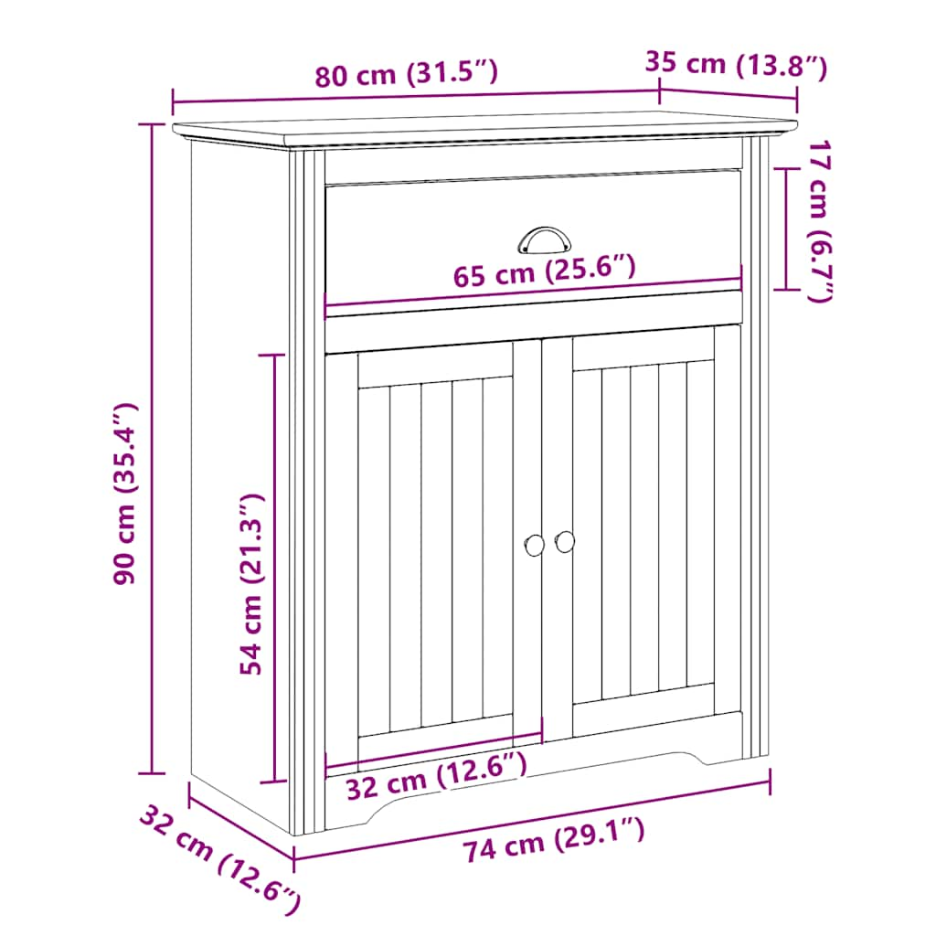 Gangkast BODO 80x35x90 cm wit - AllerleiShop