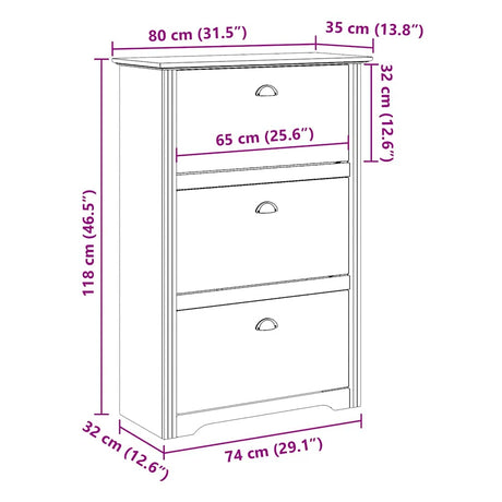 Schoenenrek BODO 80x35x118 cm wit - AllerleiShop