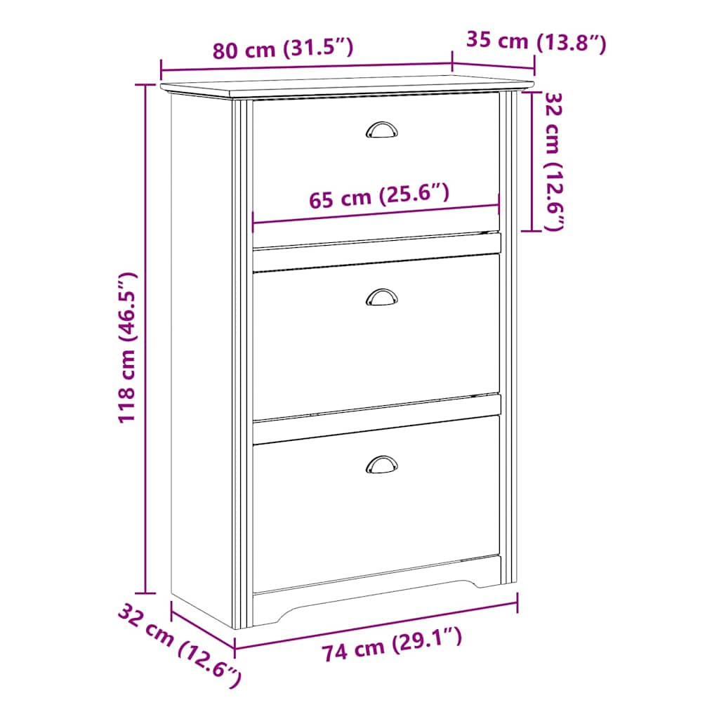 Schoenenrek BODO 80x35x118 cm wit en bruin - AllerleiShop