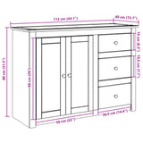 Dressoir met lades Panama 112x40x80 cm massief grenenhout - AllerleiShop