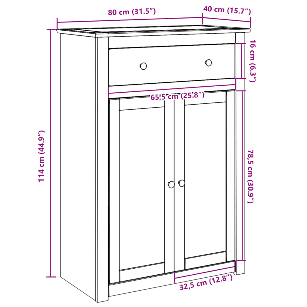 Schoenenkast Panama 80x40x114 cm massief grenenhout - AllerleiShop