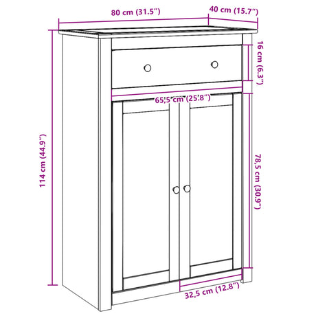 Schoenenkast Panama 80x40x114 cm massief grenenhout - AllerleiShop