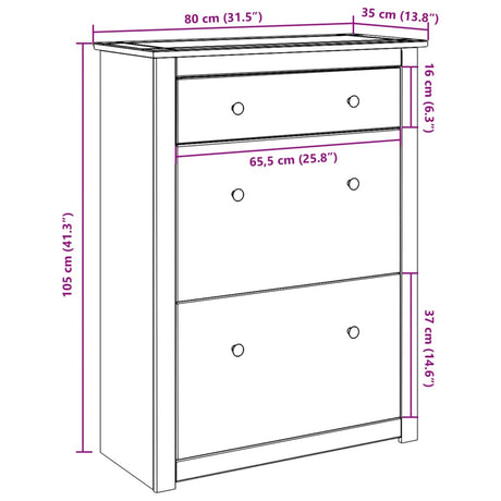 Schoenenkast Panama 80x35x105 cm massief grenenhout - AllerleiShop