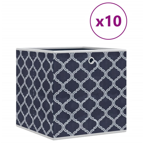 Opbergboxen 10 st inklapbaar 32x32x32 cm ongeweven stof blauw - AllerleiShop