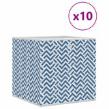 Opbergboxen 10 st inklapbaar 32x32x32 cm ongeweven stof blauw - AllerleiShop