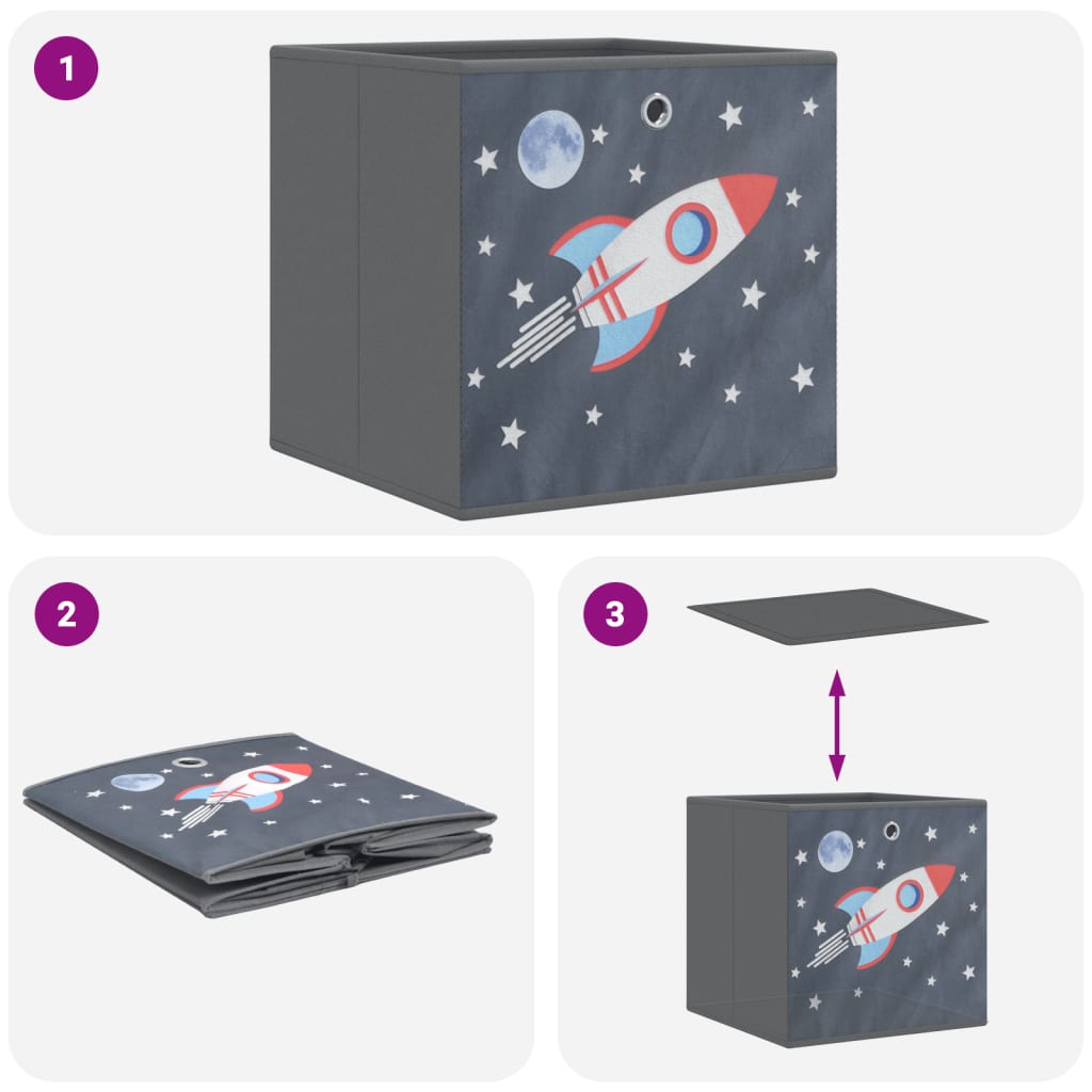 Opbergboxen 10 st inklapbaar 32x32x32 cm ongeweven stof grijs - AllerleiShop