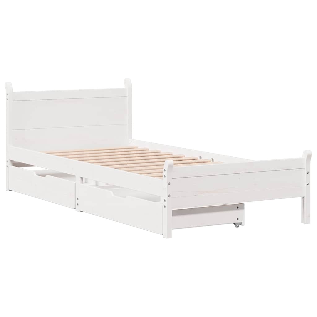 Bedframe zonder matras massief grenenhout wit 90x200 cm