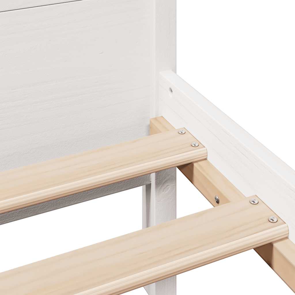 Bedframe zonder matras massief grenenhout wit 90x200 cm