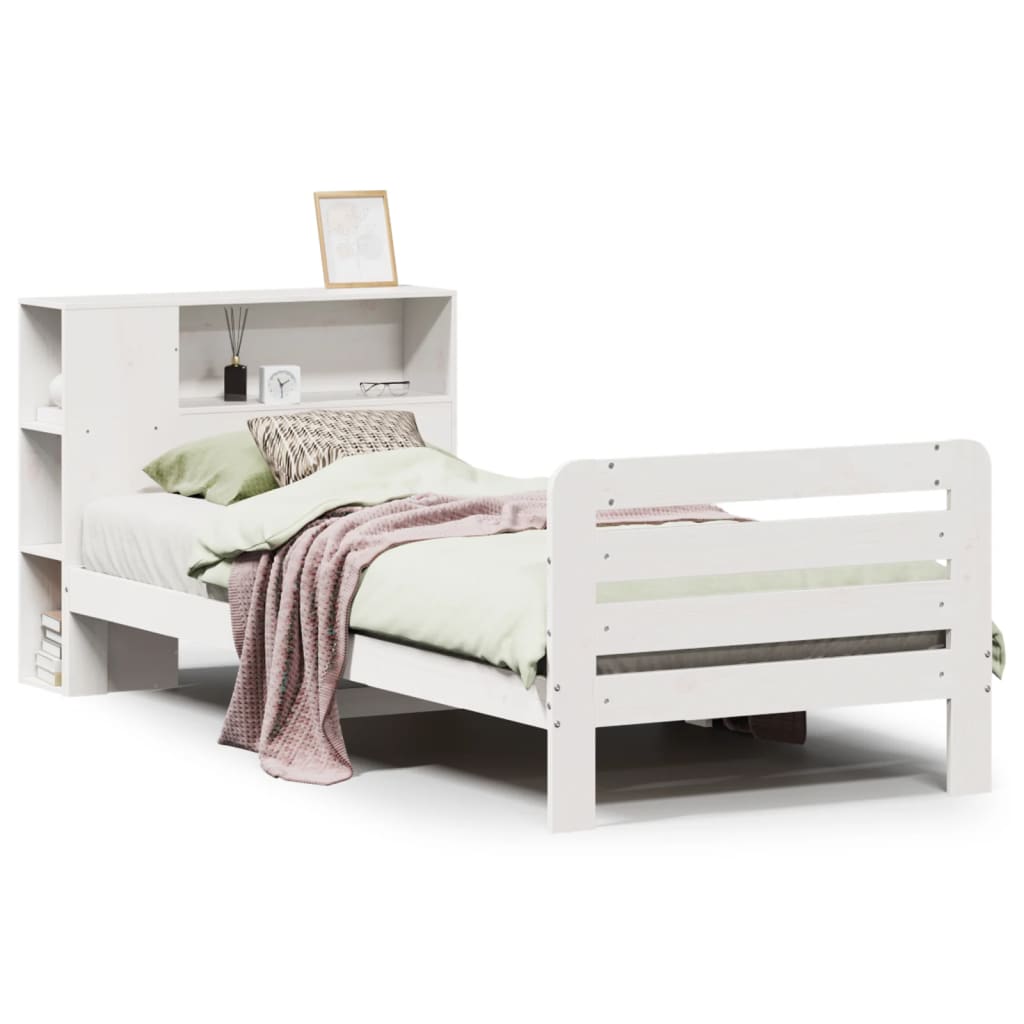Bedframe zonder matras massief grenenhout wit 140x200 cm