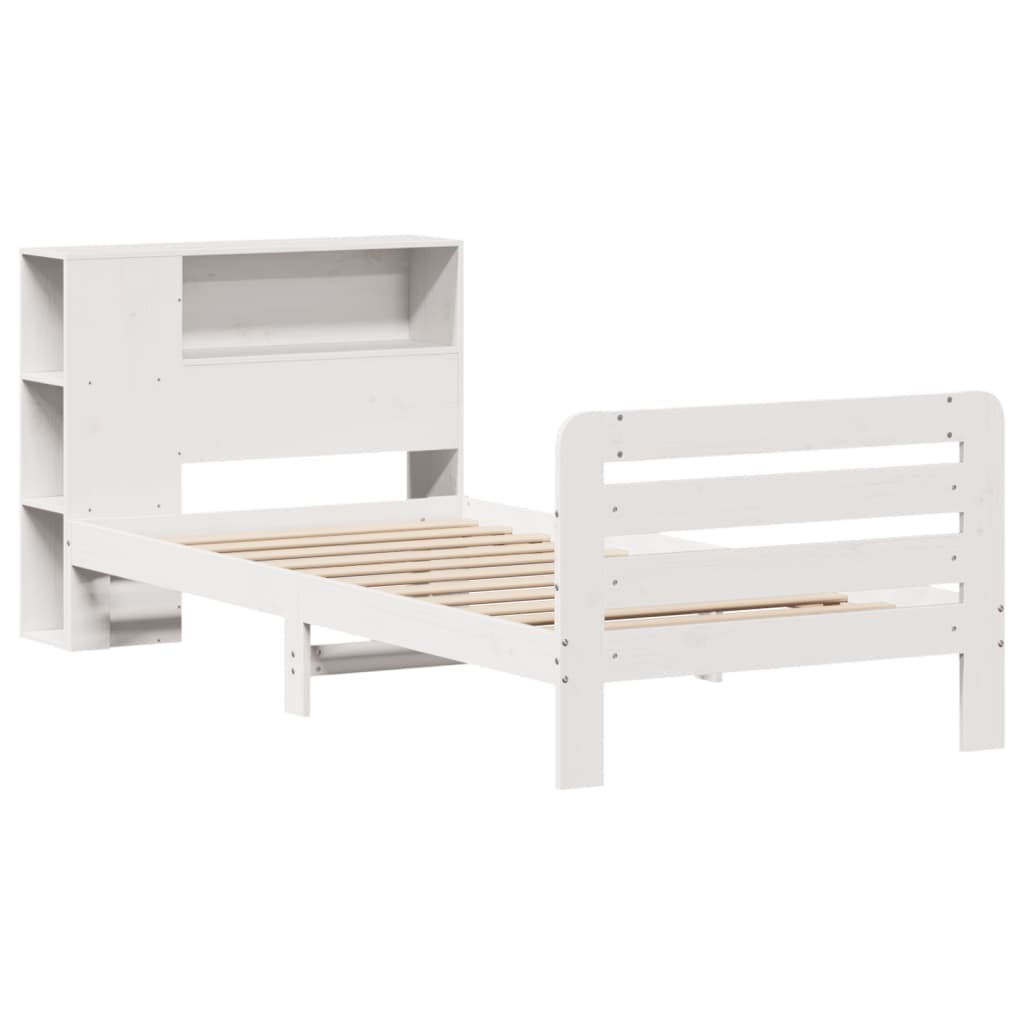 Bedframe zonder matras massief grenenhout wit 140x200 cm
