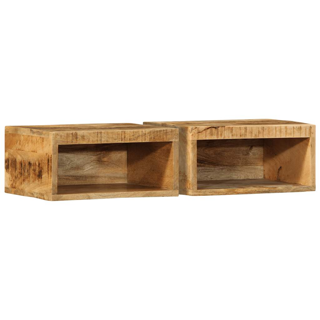 Tv-wandmeubelen 2 st massief ruw mangohout - AllerleiShop