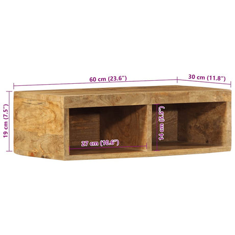 Tv-meubel wandmontage 60x30x19 cm massief ruw mangohout - AllerleiShop