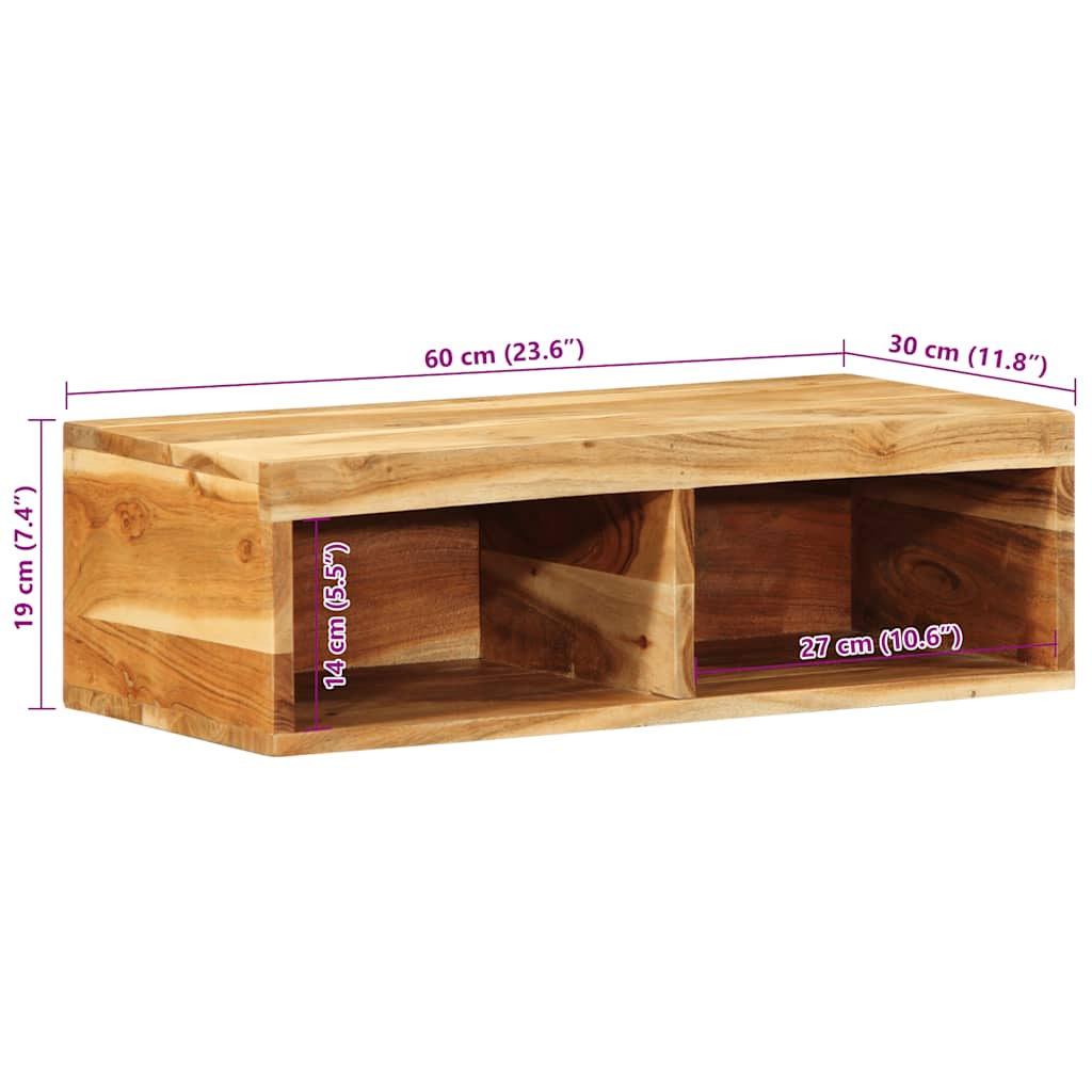 Tv-meubel wandmontage 60x30x19 cm massief acaciahout - AllerleiShop