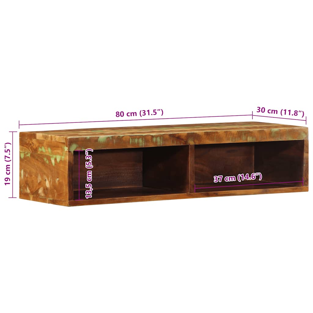 Tv-meubel wandmontage 80x30x19 cm massief ruw mangohout - AllerleiShop