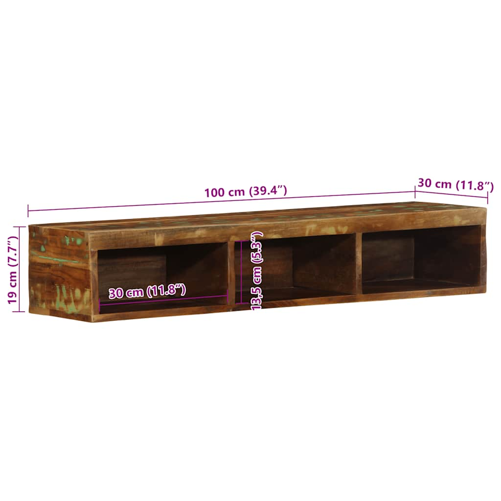 Tv-meubel wandmontage 100x30x19 cm massief gerecycled hout - AllerleiShop