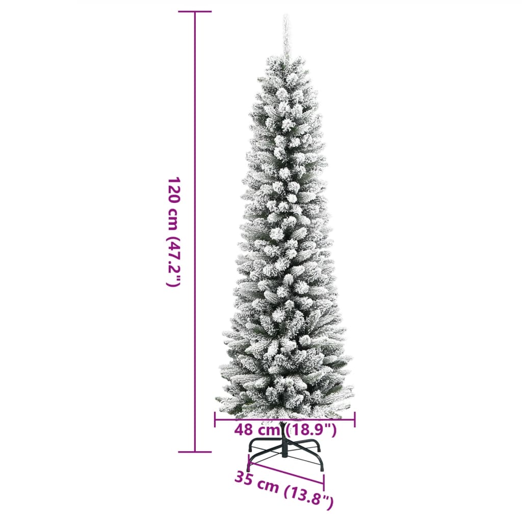 Kunstkerstboom met sneeuw smal 120 cm PVC en PE - AllerleiShop