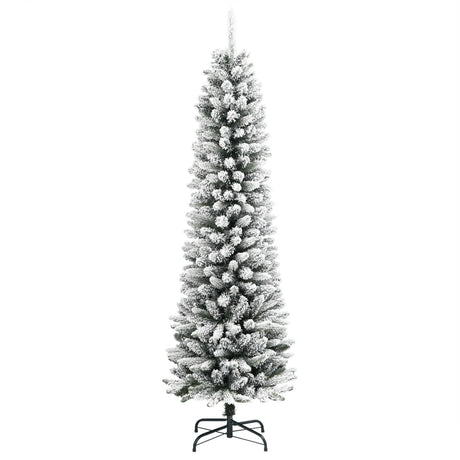 Kunstkerstboom met sneeuw smal 180 cm PVC en PE - AllerleiShop